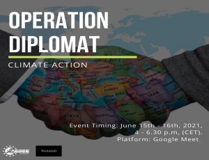 Poster promoting event "Operation diplomat. Climate action" on June 15th -16th 2021