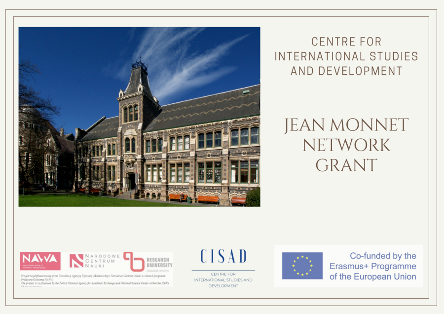Centre for International Studies and Development, Jean Monnet Network Grant, on the left side of the graphics is the picture of the building 