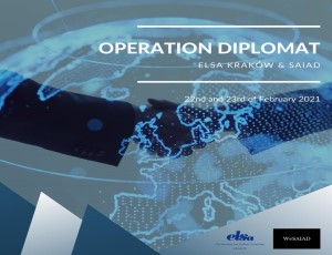 Poster promoting event "Operation diplomat" on 22nd and 23rd of February 2021